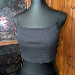 Aerie Black Ribbed Crop Top